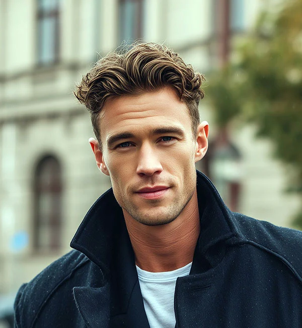 Middle Part Brush Back with Short Sides