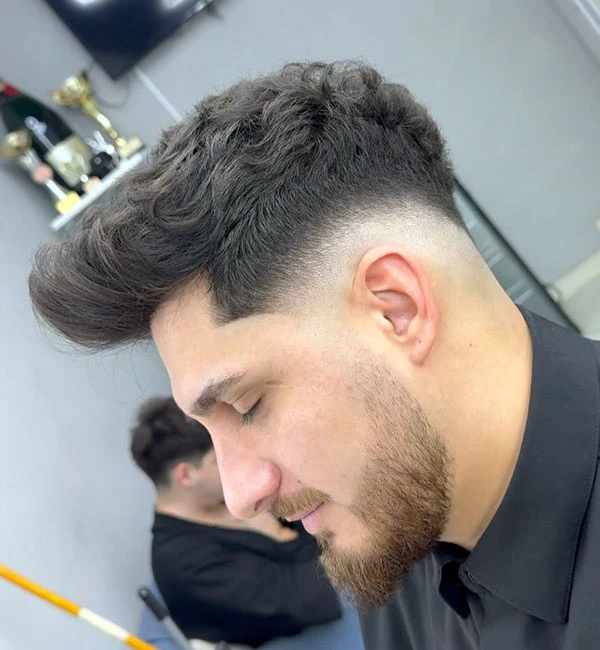 Tousled Textured Quiff with Low Fade