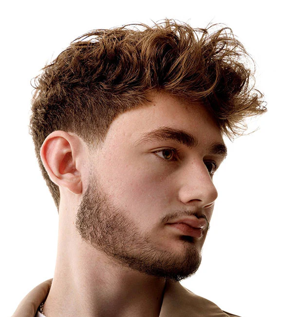 Messy Wavy Quiff with Low Taper