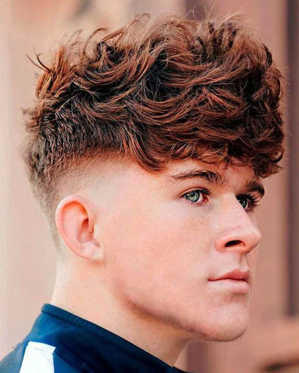 Heavy Tousled Fringe with Low Taper Fade
