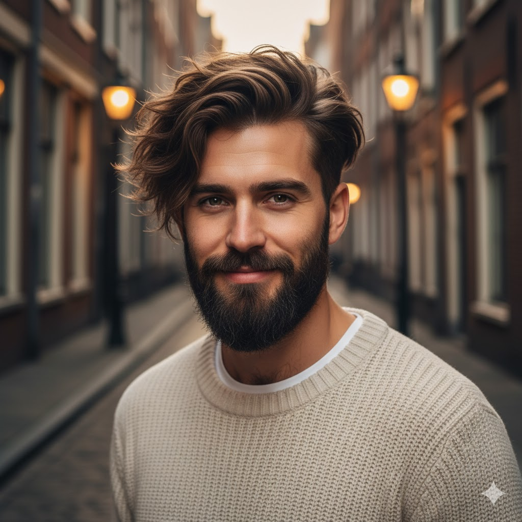 Messy Layered Comb Over with Tapered Sides