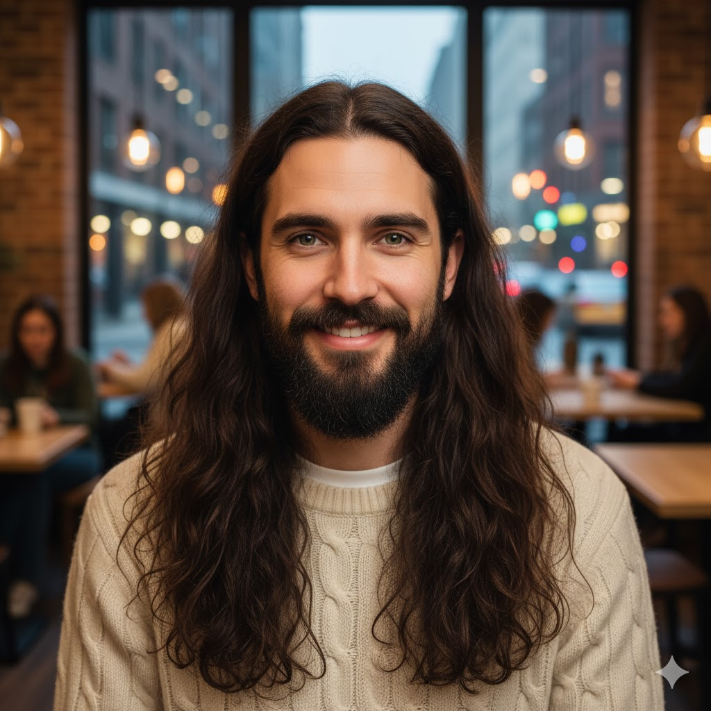 Long Middle Part hairstyle men