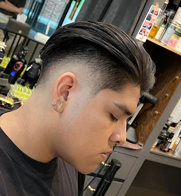 Long Brush Back with Low Fade