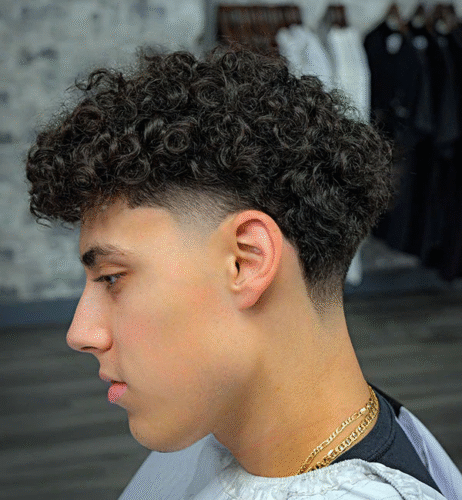 Textured Short Curls with Fade