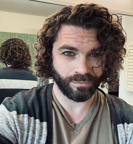 Long Curly Hair with Side Part