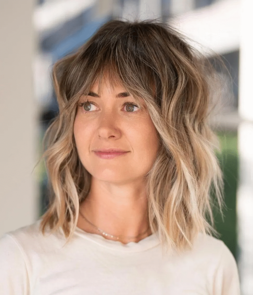 Shoulder Length Shag with Bangs
