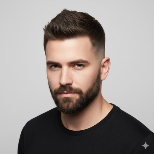 23. High Taper Fade with Short Spikes