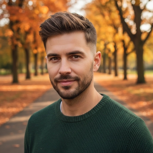 Short, Messy Hair with Taper Fade
