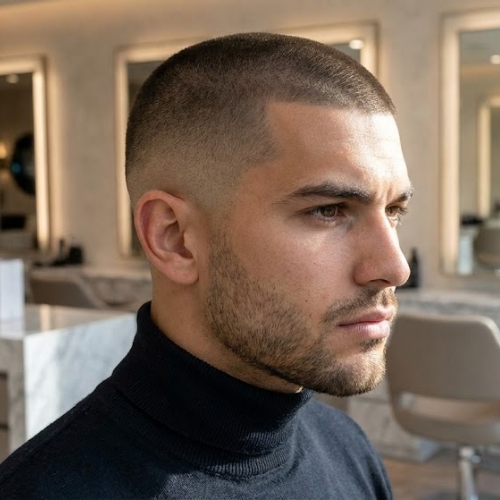 Buzz Cut with Mid Fade