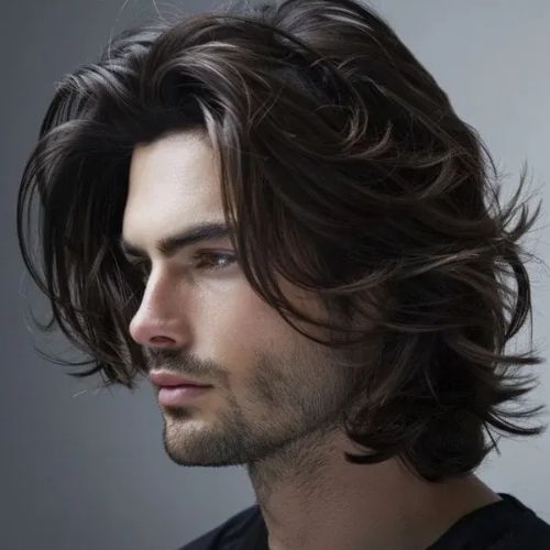 Long Textured Shaggy Hair with Short Sides