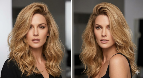 Curtain Bangs with a Short Lob