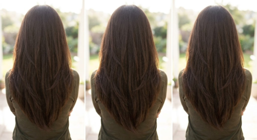 V-Cut Layers for Long Hair