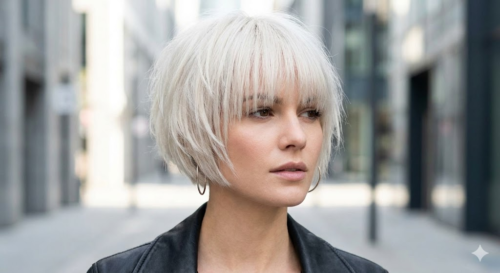 Short Bob with Choppy Layers and Bangs