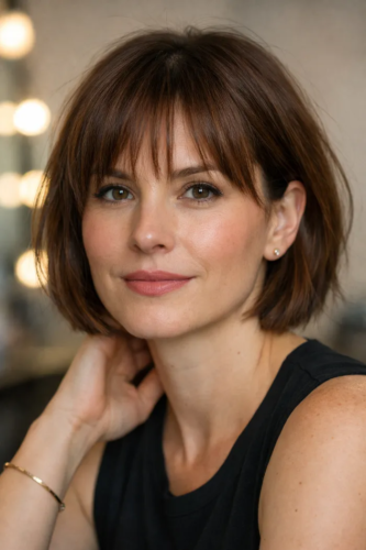 18. Wispy Feathered Fringe Bob