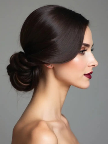 Classic Low Chignon With Soft Side Part