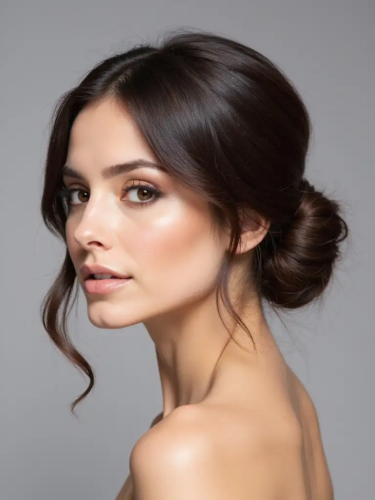 Low Side-Swept Bun With Deep Part