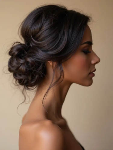 Textured Low Updo for Shorter Hair