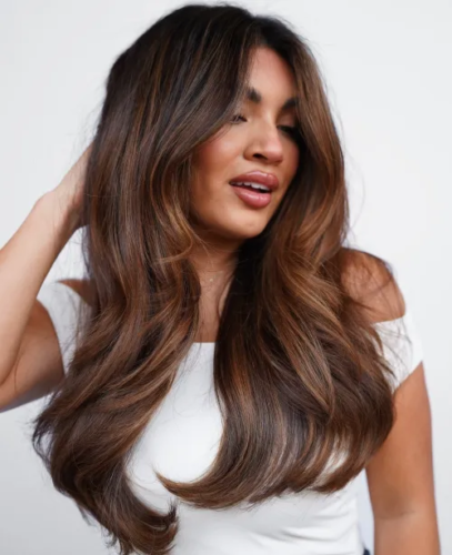 28. Chocolate Brown with Deep Side Part