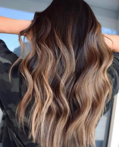 36. Chocolate Brown with Soft Balayage